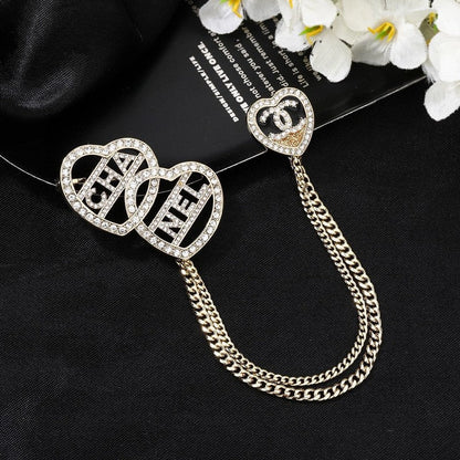 CC Triple Heart Chain Brooch