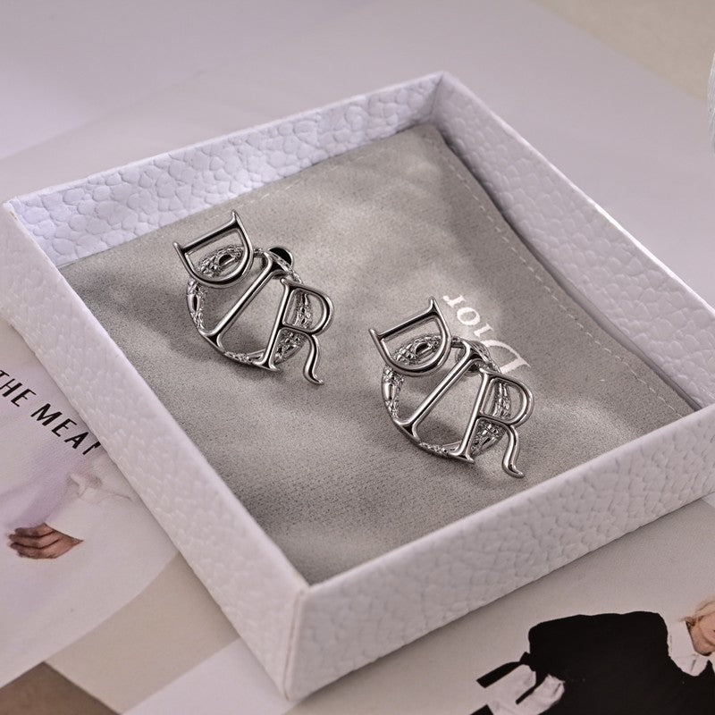CD White Gold Earrings