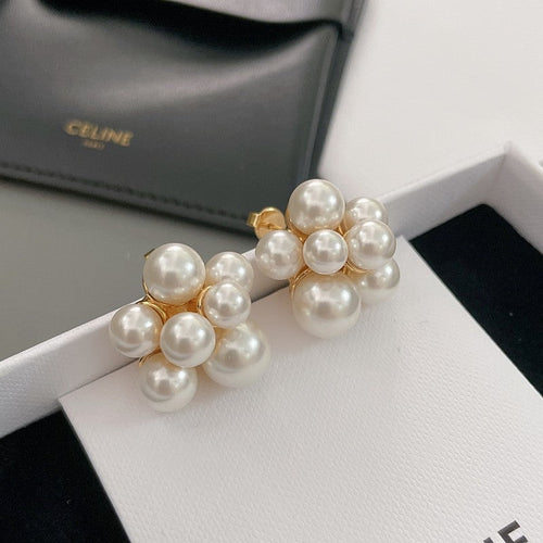 CE Pearls Gold Earrings