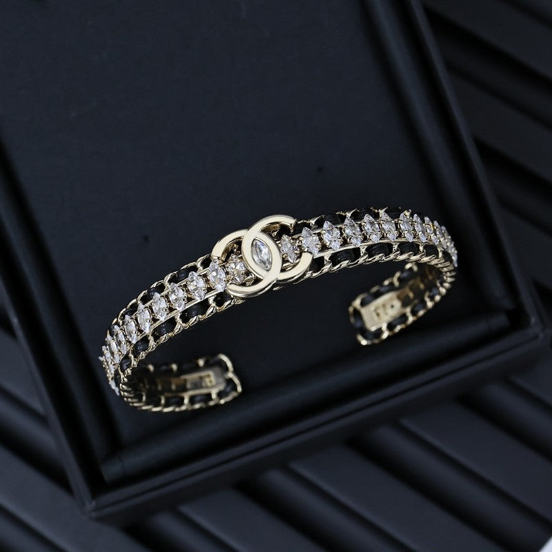 CC Crystal Leather Bracelet