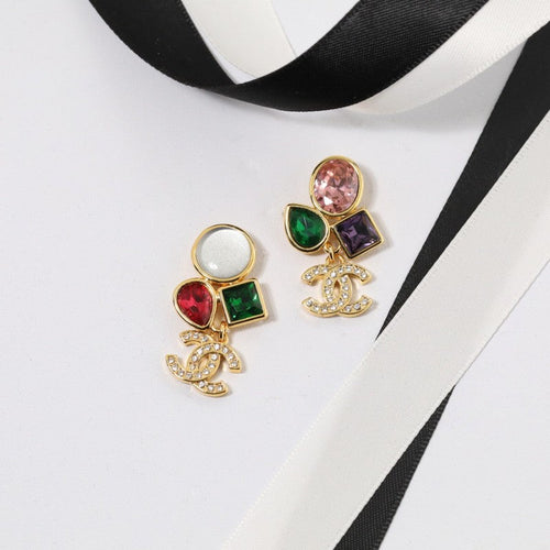 CC Color Crystal Gold Earrings