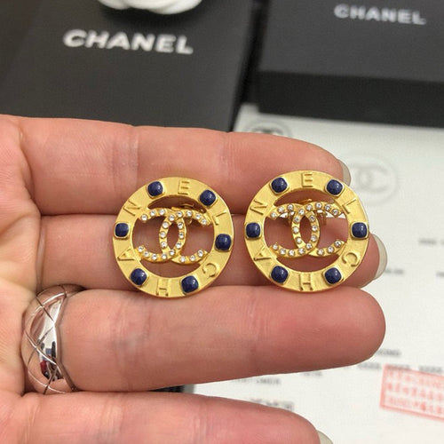 CC Black Bead Gold Earrings