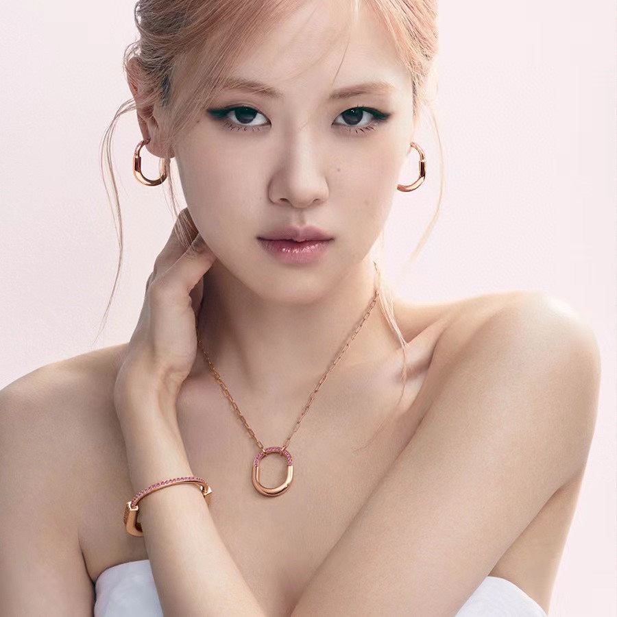 Tiff Lock Pink Pave Diamonds Necklace