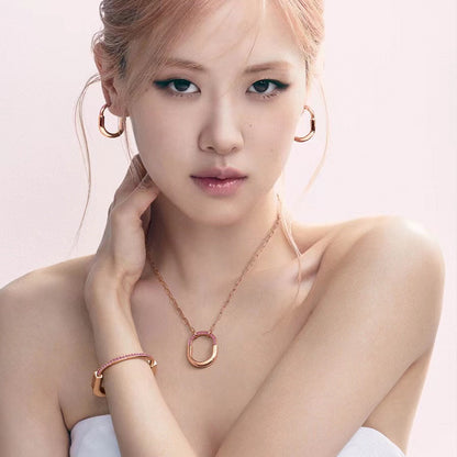 Tiff Lock Pink Pave Diamonds Necklace
