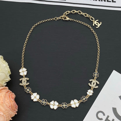 CC Black & White Camellia Necklace