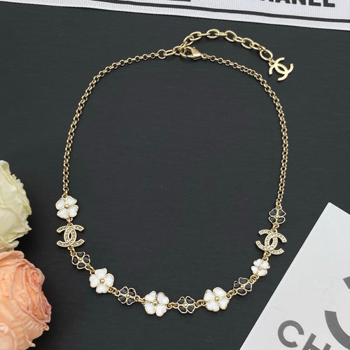 CC Black & White Camellia Necklace