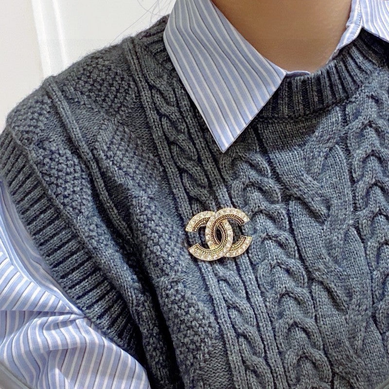 CC Diamond Gold Brooch