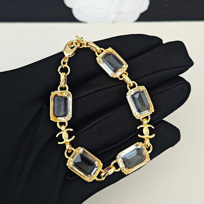 CC Crystal Gold Chain Bracelet