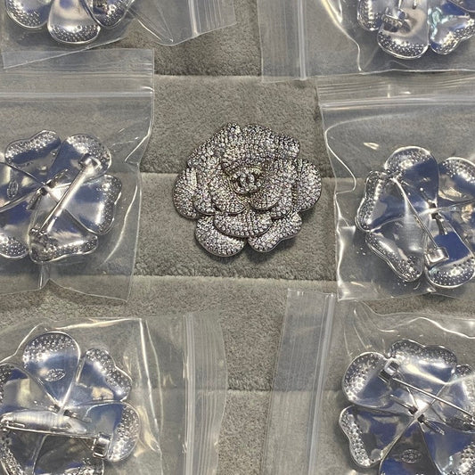 CC Camellia Diamond White Gold Brooch