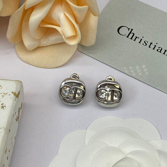 CD Crystal White Gold Earrings