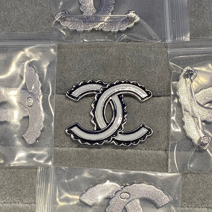 CC Black & White Gold Brooch