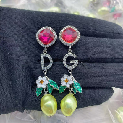 D&G Color Crystal Tree Pendant Earrings