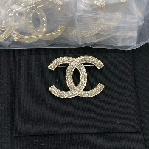 CC Full Diamond Gold Brooch