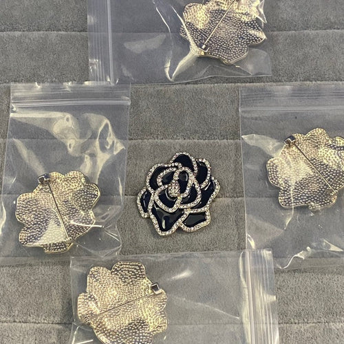 CC Black Camellia Brooch