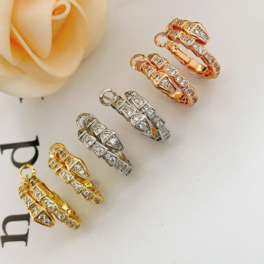 BVLG Serpenti Diamond Gold Earring