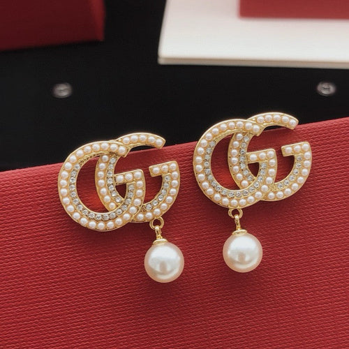 GG Pave Pearl Drop Earrings