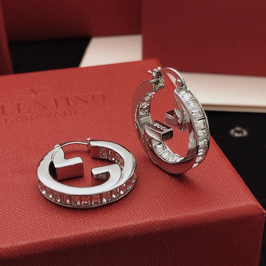 GG Crystal White Gold Earrings