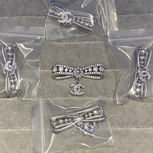 CC Bow Tie Pave Diamond Brooch