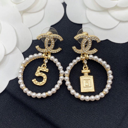 CC N.5 Pearl Big Earrings