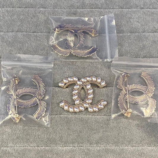 CC Pearls Gold Brooch