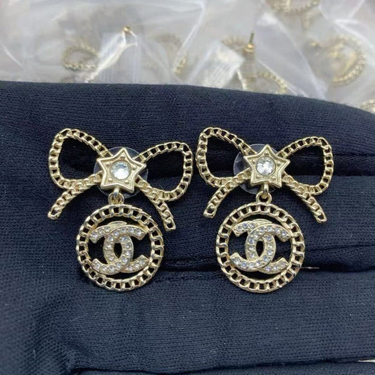 CC Bow Tie Diamond Earrings