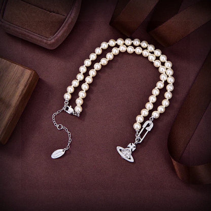 Vivienne West Mini Bas Relief Pearls Necklace