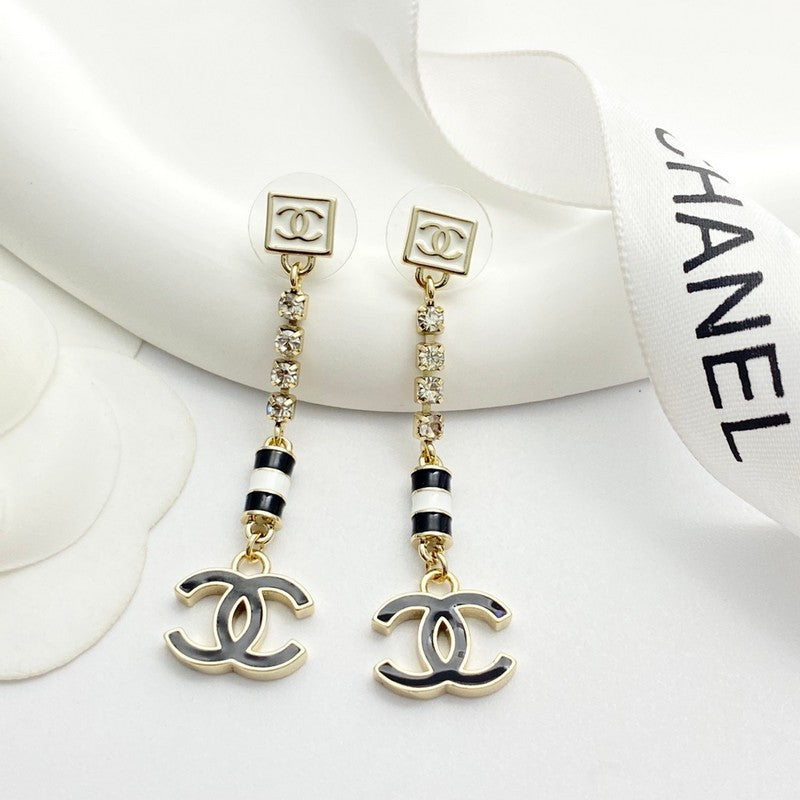 CC 24C Black Gold Tassel Earrings