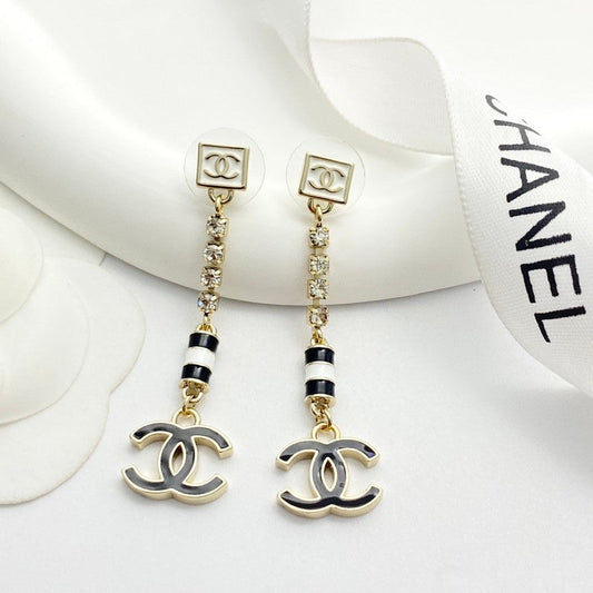 CC 24C Black Gold Tassel Earrings