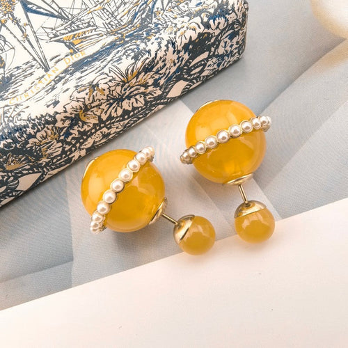 CD Yellow Ball Pearl Earrings