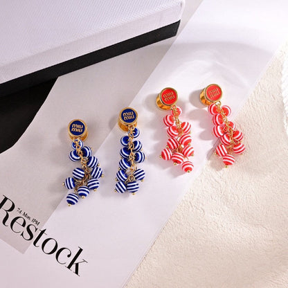Miu Blue & Pink Ball Earrings