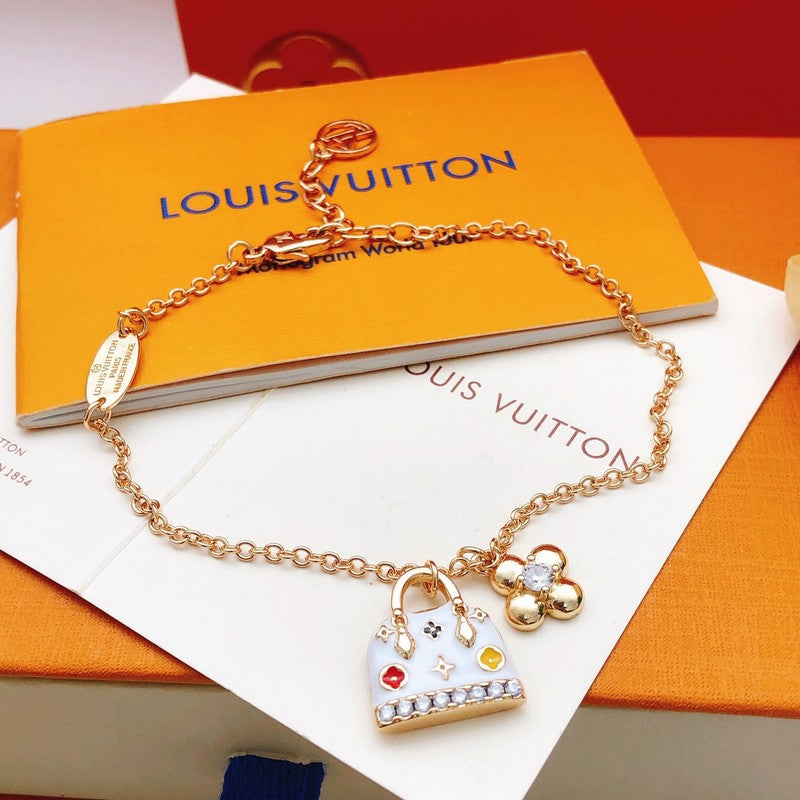 Louis White Bag Gold Bracelet