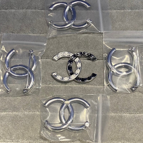 CC Black & White Gold Brooch