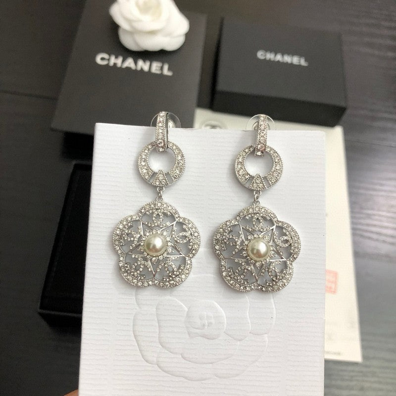 CC Camellia Diamond Pendant Earrings