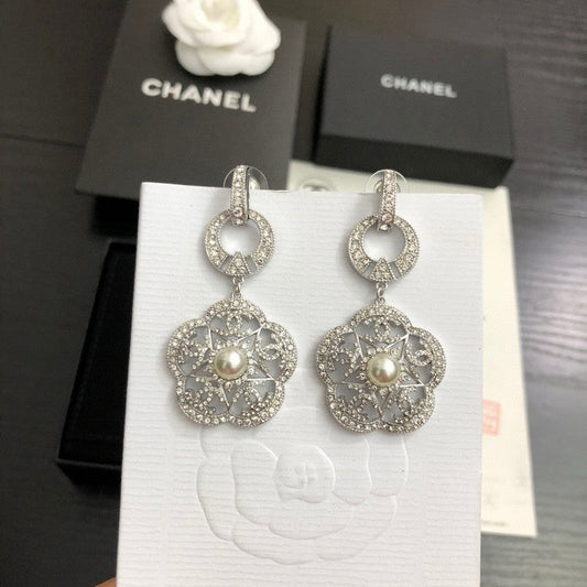 CC Camellia Diamond Pendant Earrings
