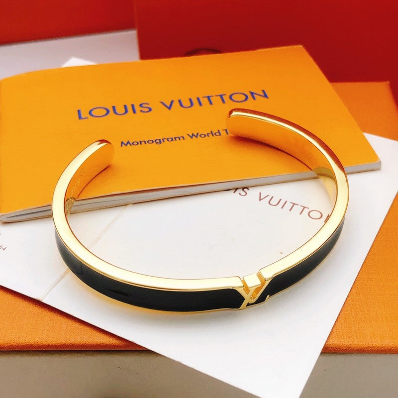 Louis Black Gold Open Cuff Bracelet