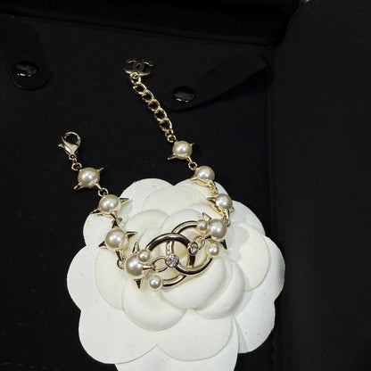 CC Gold Pearl Chain Bracelet