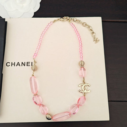 CC Pink Resin Beads Necklace