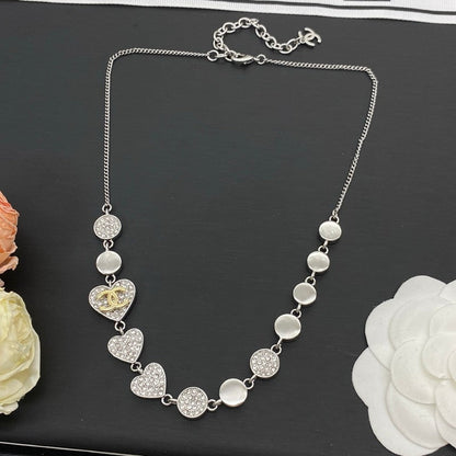 CC Diamond Hearts White Gold Necklace