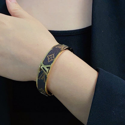 Louis Monogram Wide Leather Bracelet