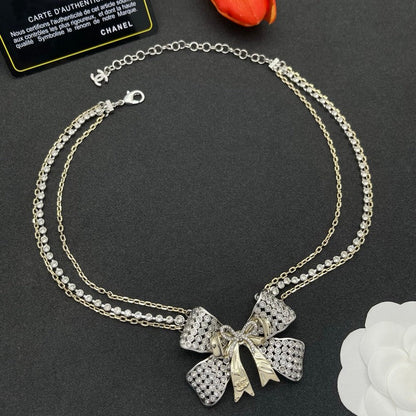 CC Bow Tie Diamond Chain Necklace