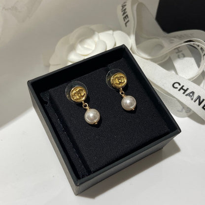 CC 26P Pearl Drop Gold Earrings