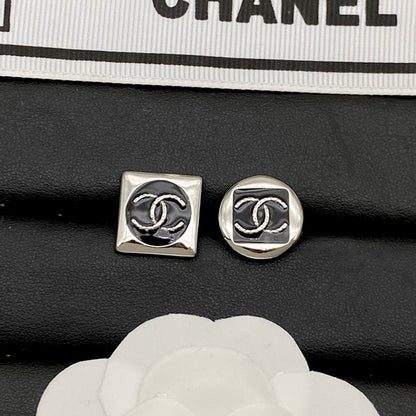CC Black & White Square Gold Earrings