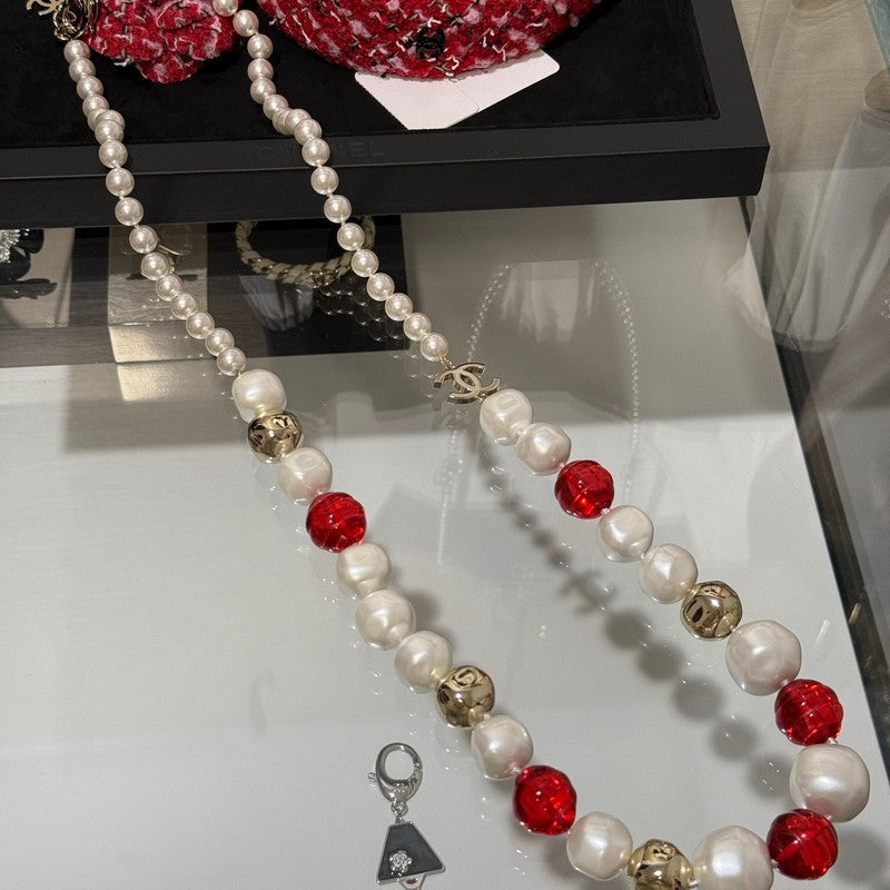 CC Red Crystal Pearl Necklace