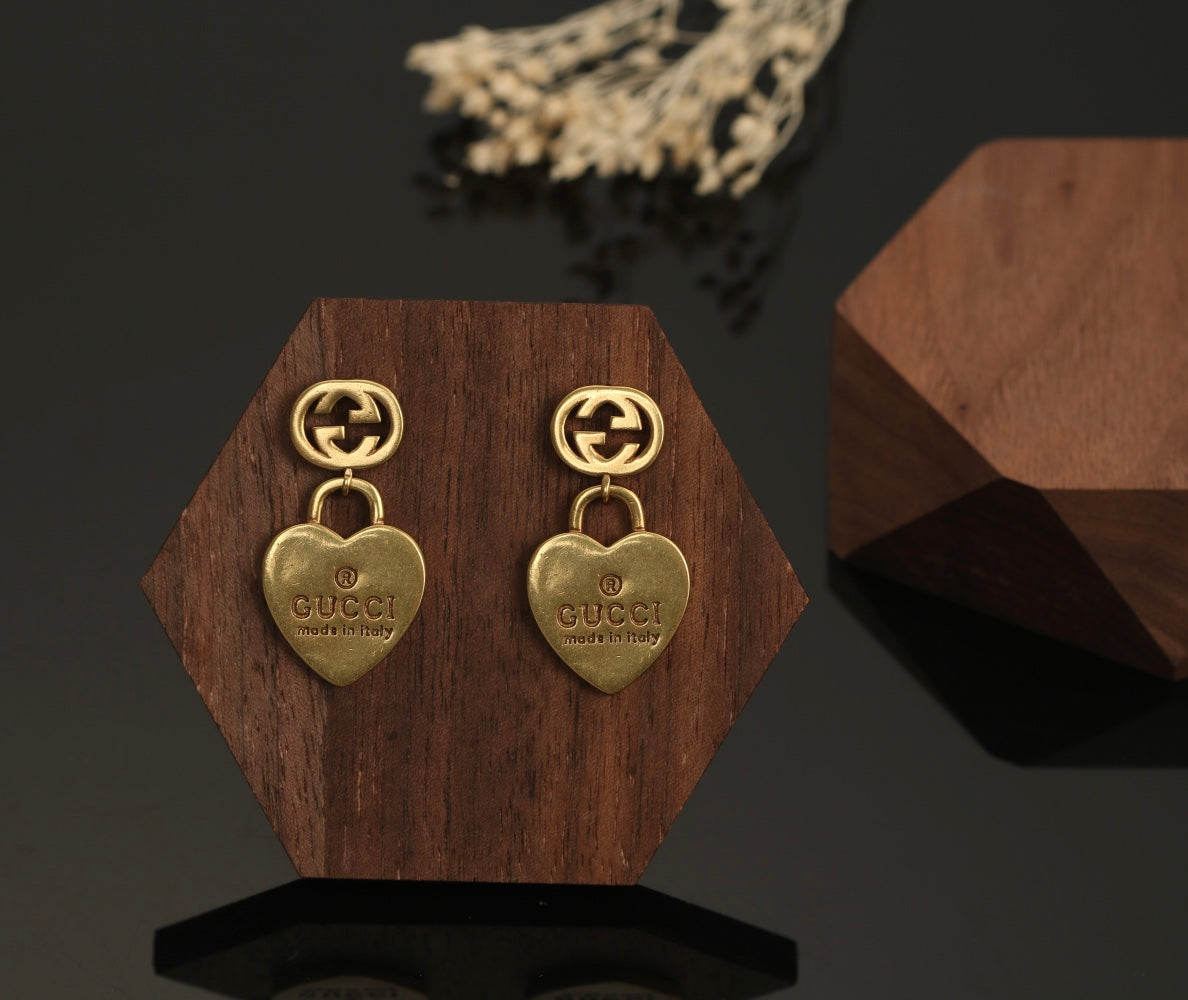 GG Heart Pendant Earrings