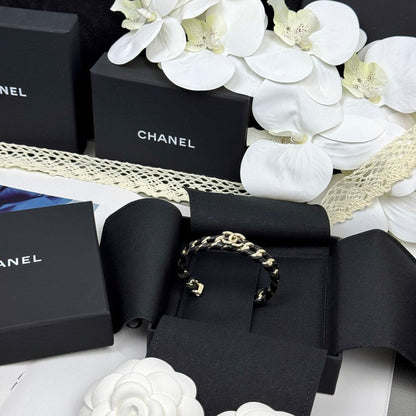 CC 26C Black Leather Cuff Bracelet