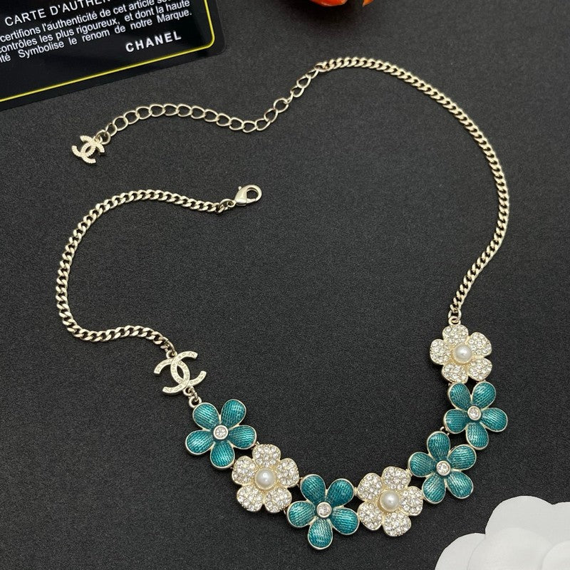 CC Blue Flower Diamond Necklace