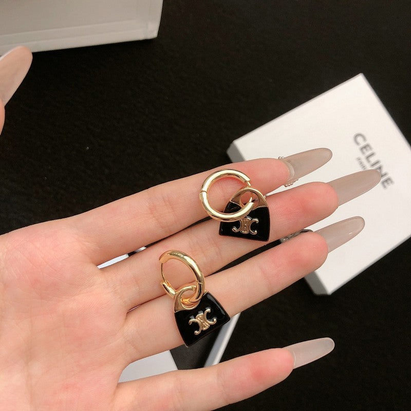CE Black Bag Gold Earrings