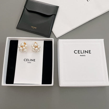 CE Pearls Gold Earrings