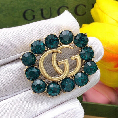 GG Grren Crystal Brooch