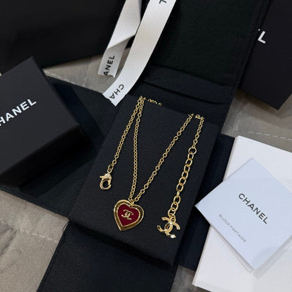 CC Black & Red Heart Gold Necklace